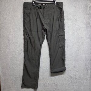 Prana Pants Mens 38X32 Gray Stretch Zion Relaxed Fit Cargo Stretch Hiking Casual